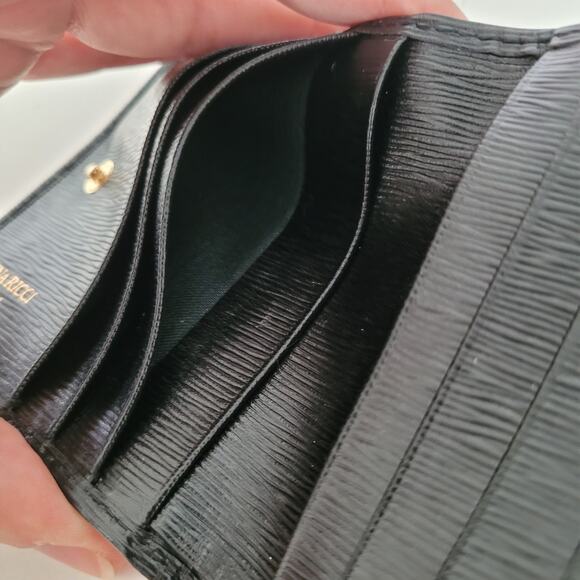 Nina Ricci Card Bill Holder Black Wallet Compact Kisslock Leather Vintage Italia - Picture 5 of 12